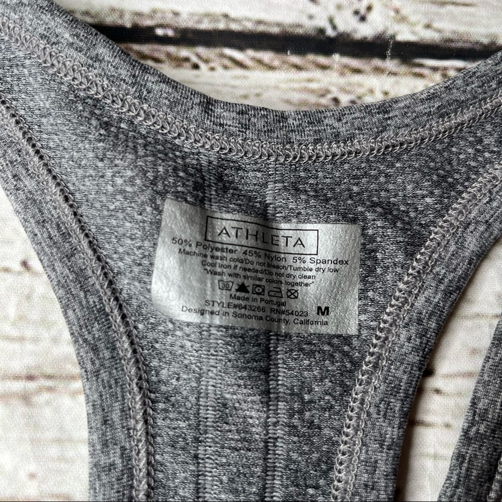Athleta Ruched Grey Racerback Tank Top Size M - Picture 2 of 7